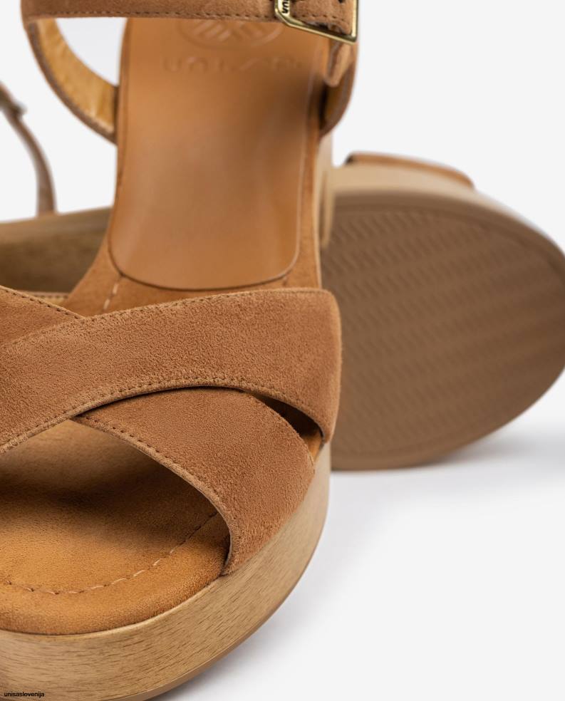 Unisa čevlje sandal iz semiša s srednje visoko peto ženske rjav - Unisa near me