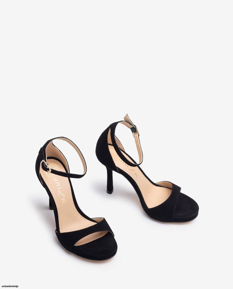 Unisa čevlje sandal iz semiša z visoko peto ženske Črna - Unisa on Sale
