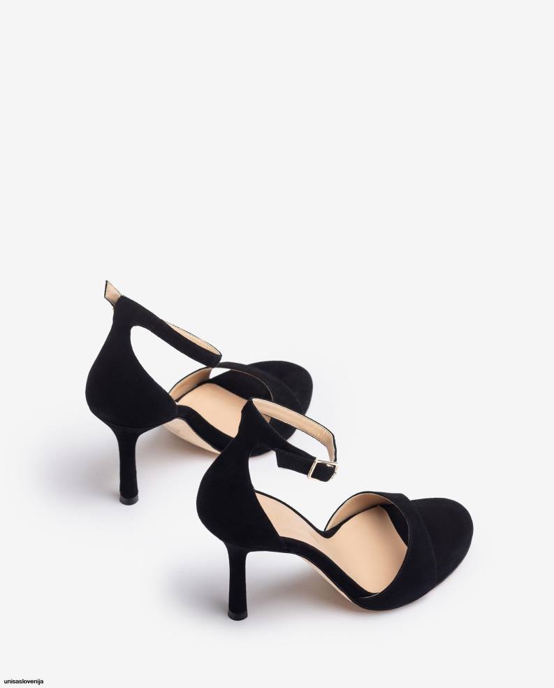 Unisa čevlje sandal iz semiša z visoko peto ženske Črna - Unisa on Sale
