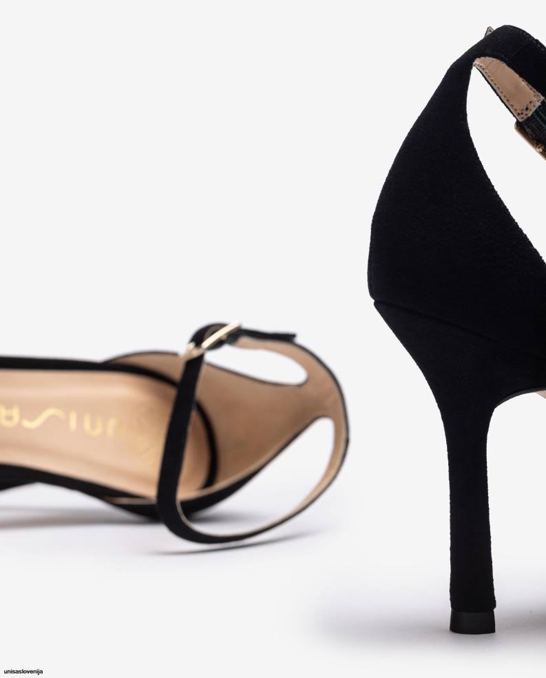 Unisa čevlje sandal iz semiša z visoko peto ženske Črna - Unisa on Sale