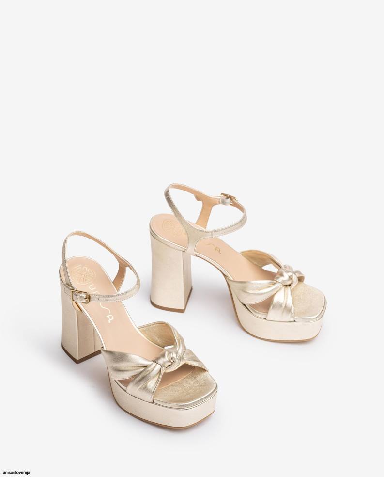 Unisa čevlje sandal s kvadratasto konico in vozlom spredaj ženske zlato - Unisa Store