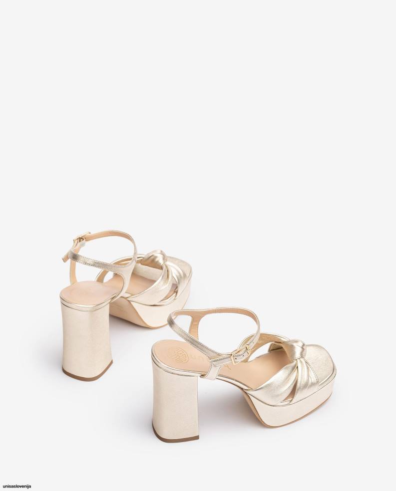 Unisa čevlje sandal s kvadratasto konico in vozlom spredaj ženske zlato - Unisa Store