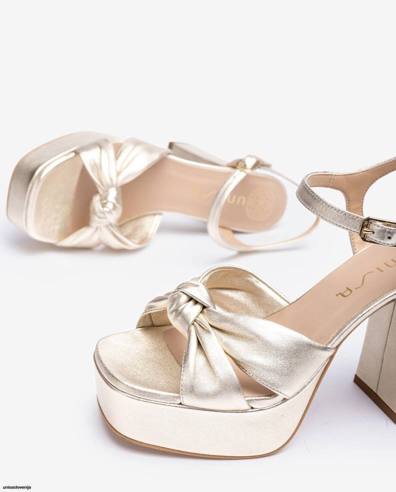 Unisa čevlje sandal s kvadratasto konico in vozlom spredaj ženske zlato - Unisa Store