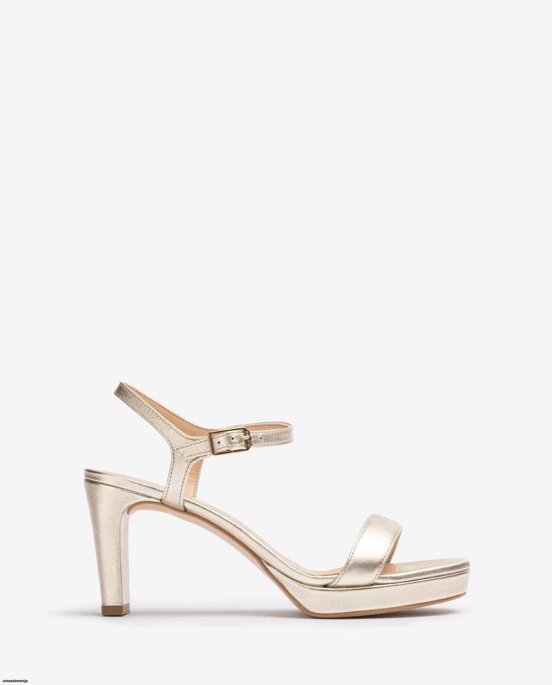 Unisa čevlje usnjeni sandal s kovinskim učinkom ženske moda - Unisa on Sale