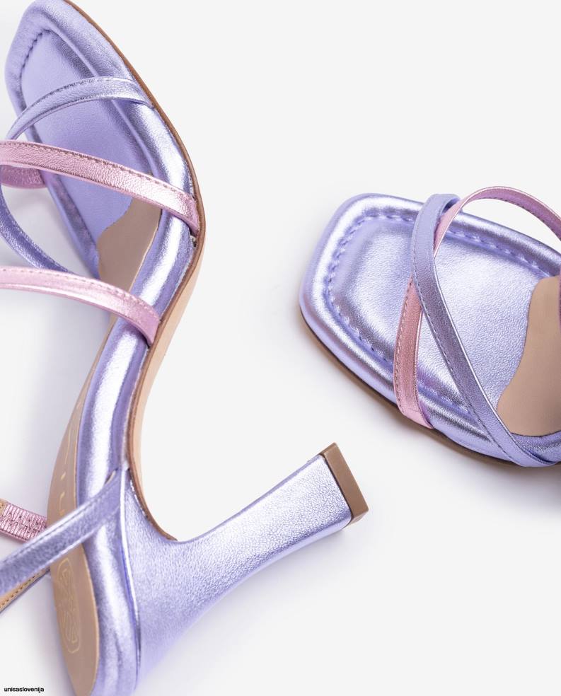 Unisa čevlje usnjeni sandal s paščki s kovinskim učinkom ženske lila - Unisa Slovenija
