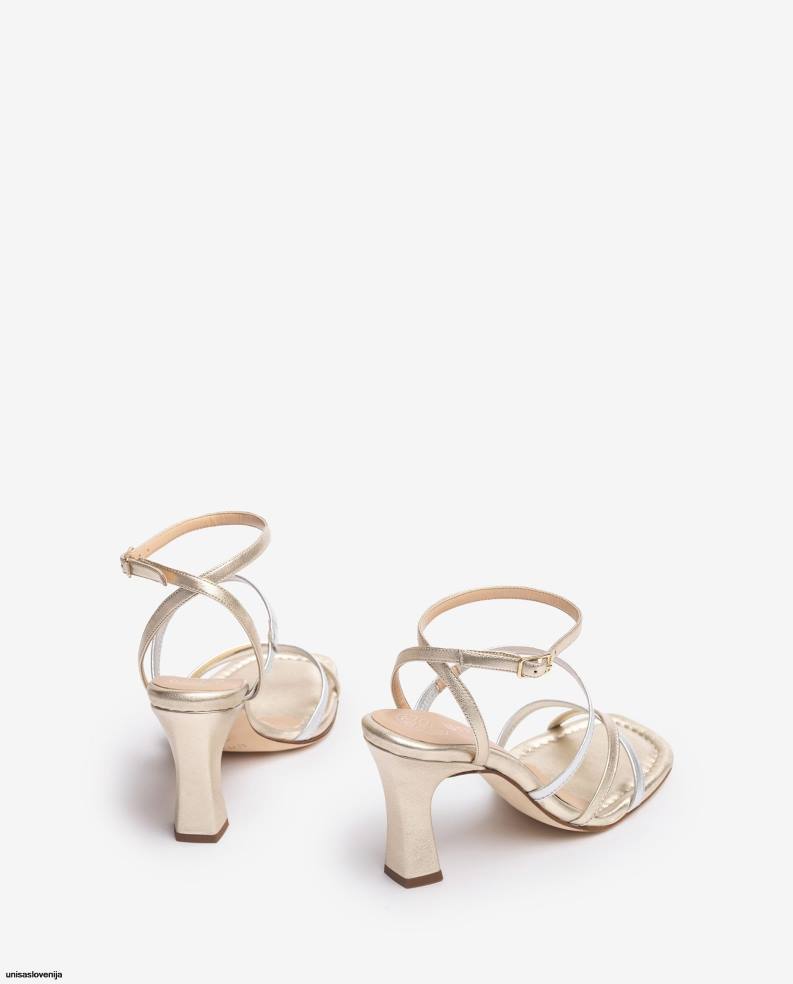Unisa čevlje usnjeni sandal s paščki s kovinskim učinkom ženske zlato - Unisa Online Shopping