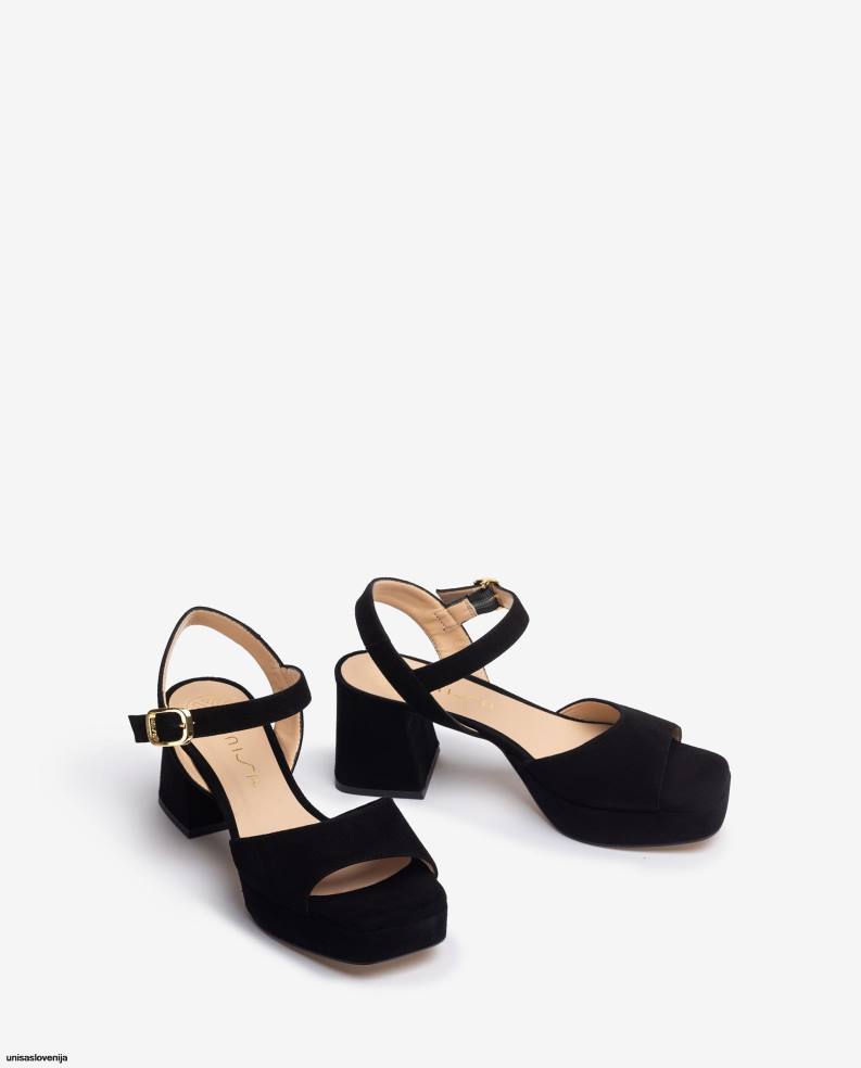 Unisa čevlje sandal s peto in platformo ženske Črna - Unisa Store