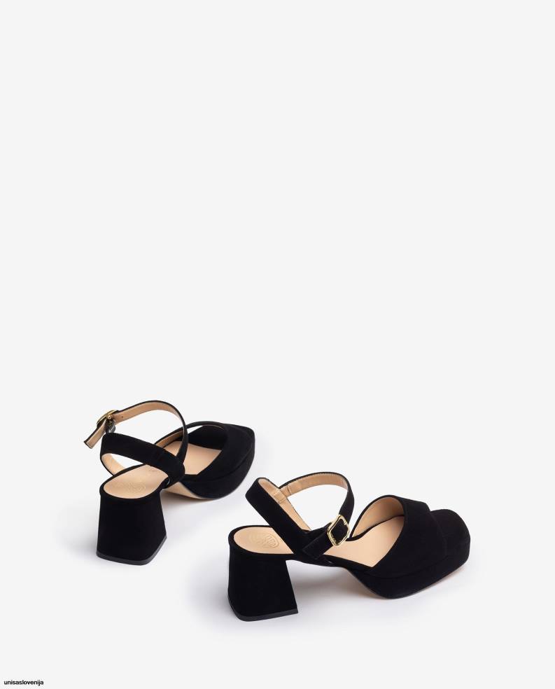 Unisa čevlje sandal s peto in platformo ženske Črna - Unisa Store