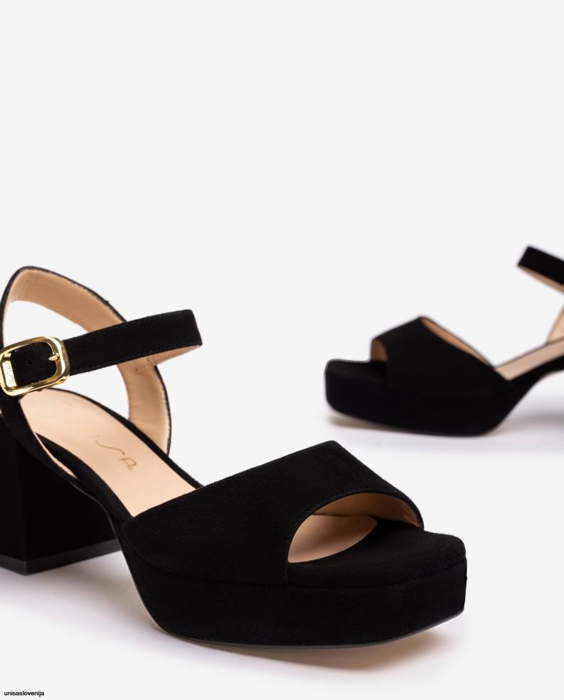 Unisa čevlje sandal s peto in platformo ženske Črna - Unisa Store