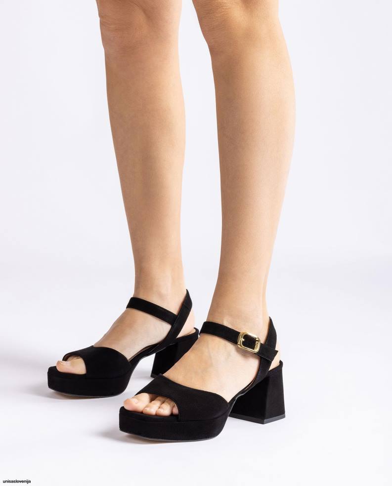 Unisa čevlje sandal s peto in platformo ženske Črna - Unisa Store