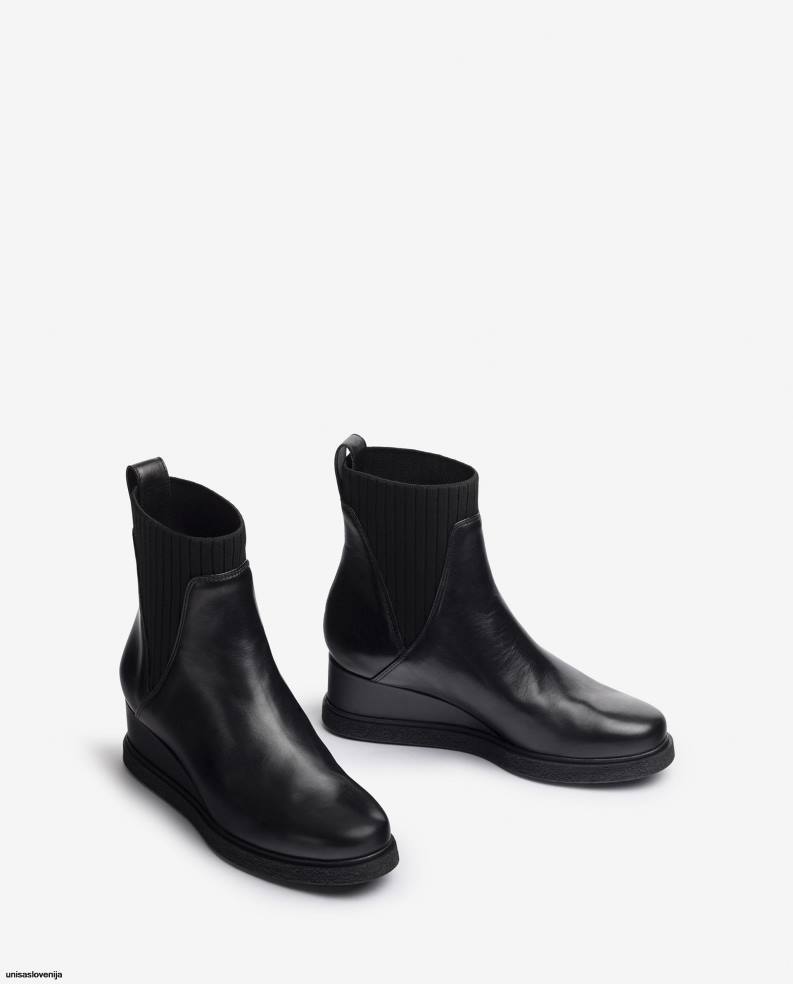 Unisa čevlje usnjen gležnjar na klin ženske moda - Unisa Store
