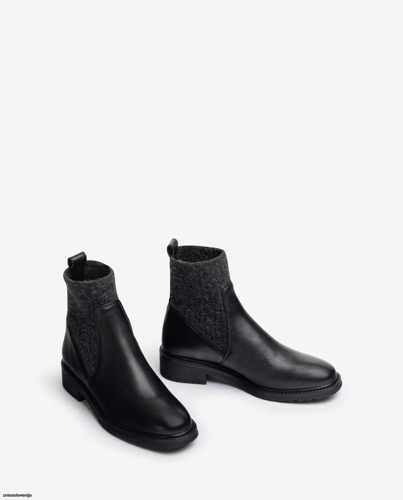 Unisa čevlje usnjeni gležnarji z raztegljivo tkanino v zgornjem delu. ženske moda - Unisa on Sale