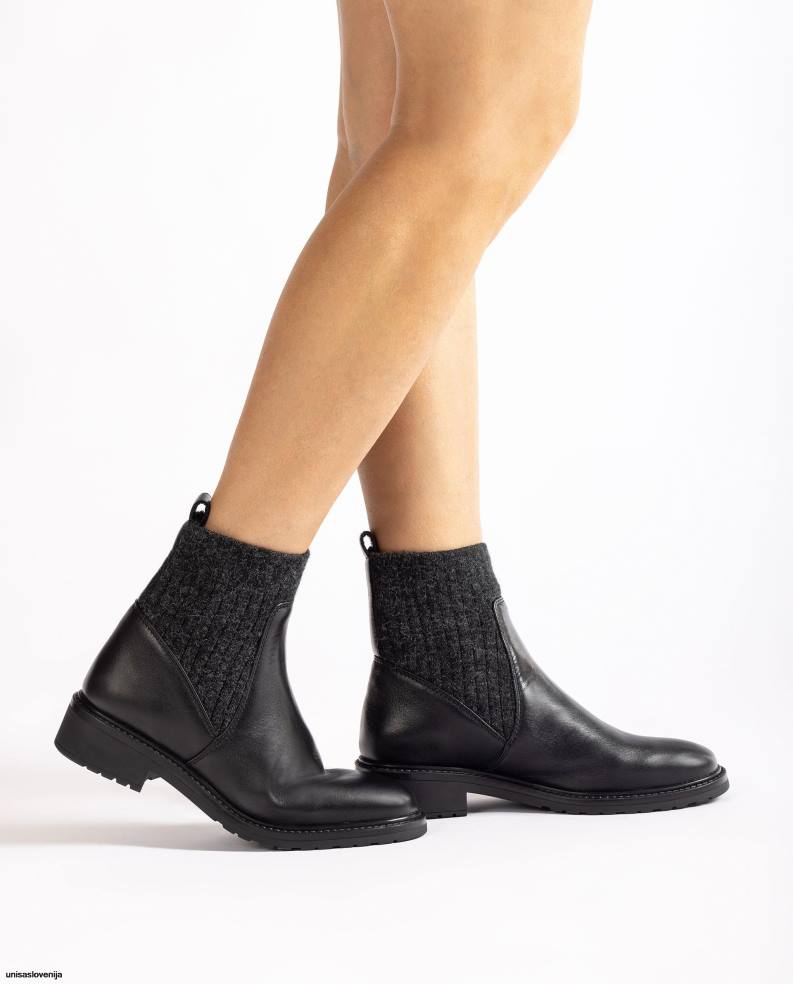 Unisa čevlje usnjeni gležnarji z raztegljivo tkanino v zgornjem delu. ženske moda - Unisa on Sale