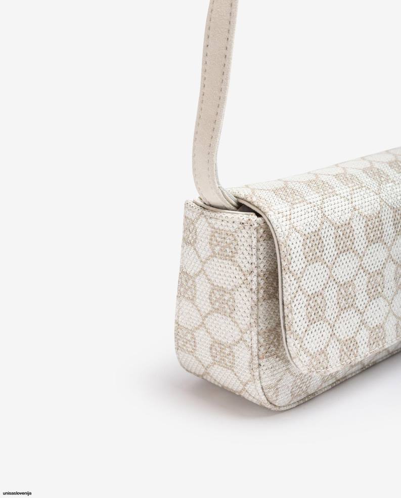 Unisa ročna torba torbica z monogramom iz svetlečega blaga ženske bela - Unisa Store